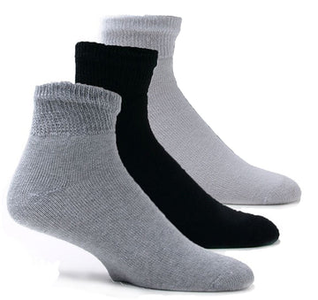 12 PAIRS PACK DIABETIC SOCKS FOR MEN WOMEN NON-BINDING DOCTOR APPROVED ANKLE SOCKS WHITE , BLACK , GREY COLORS